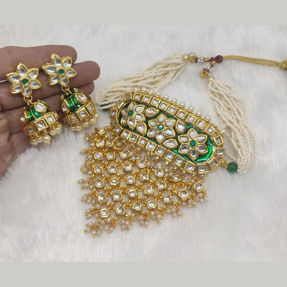 FS Collection Kundan Stone Gold Plated  Necklace Set