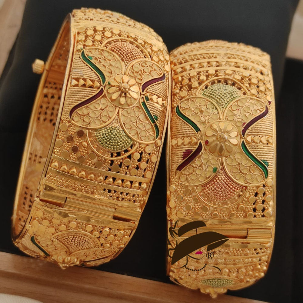 FS Collection Meenakari Gold Plated Bangles Set