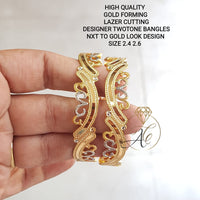 FS Collection Two Tone Gold Plated Bangles Set