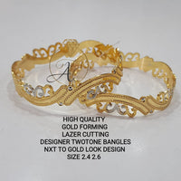 FS Collection Two Tone Gold Plated Bangles Set