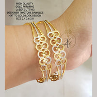 FS Collection Two Tone Gold Plated Bangles Set