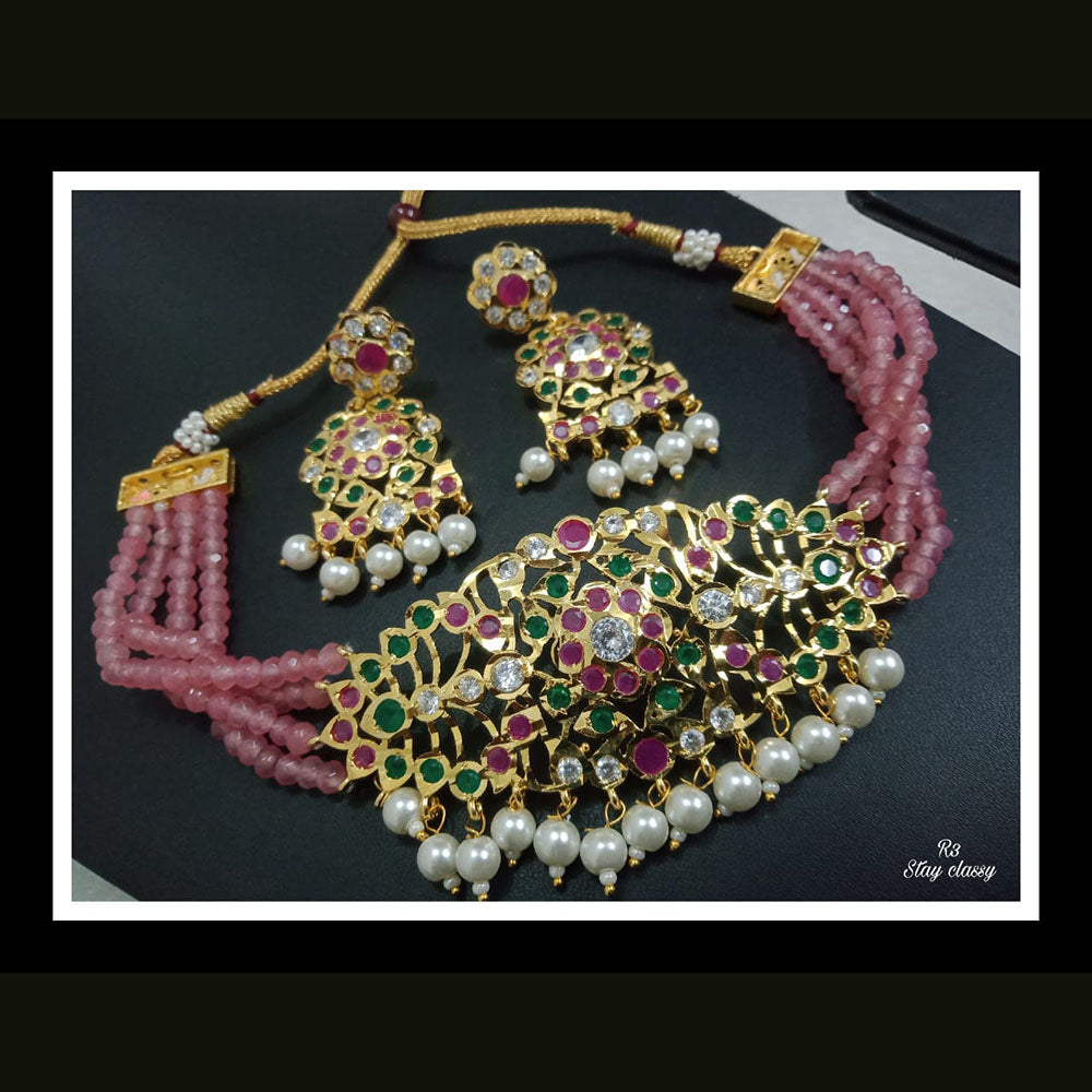 FS Collection Crystal Stone Choker Necklace Set
