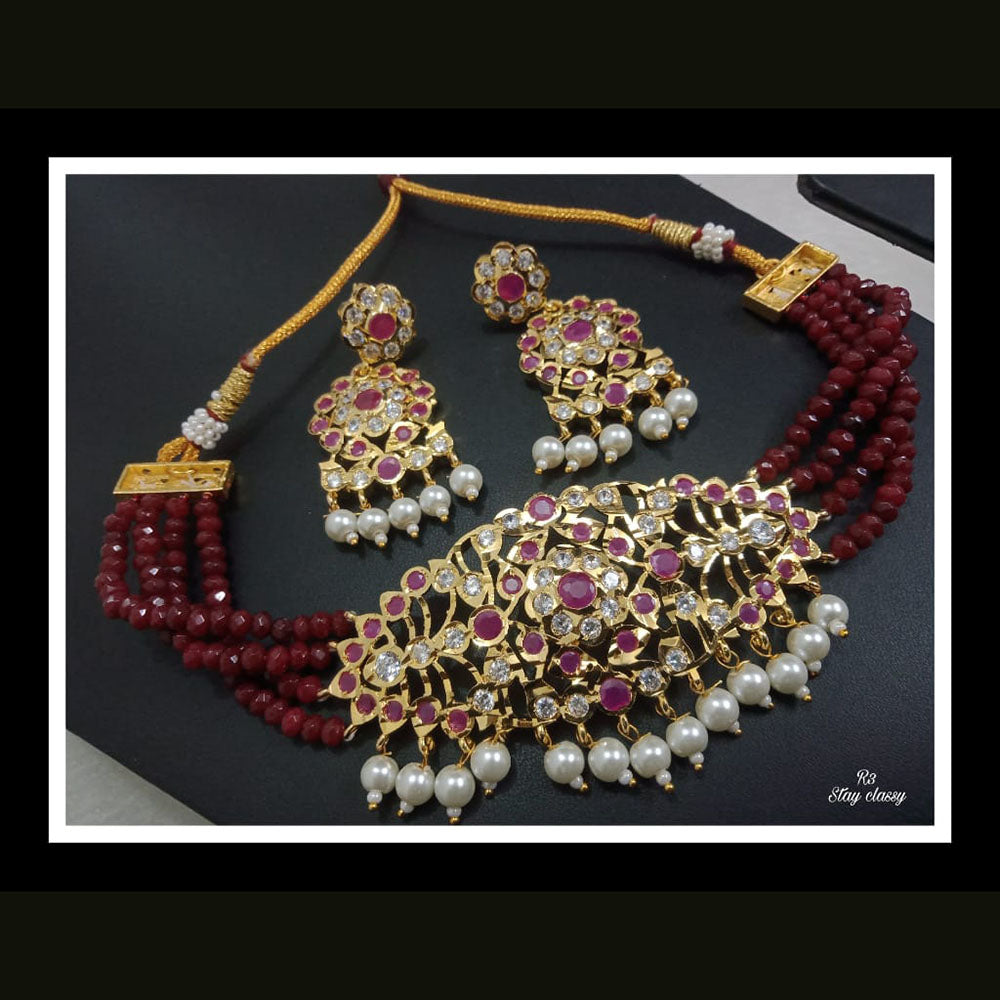 FS Collection Crystal Stone Choker Necklace Set