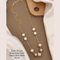 FS Collection Gold Plated Moti Mala Necklace