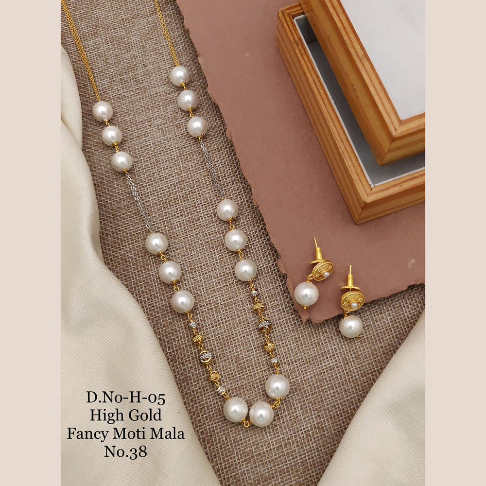FS Collection Gold Plated Moti Mala Necklace Set