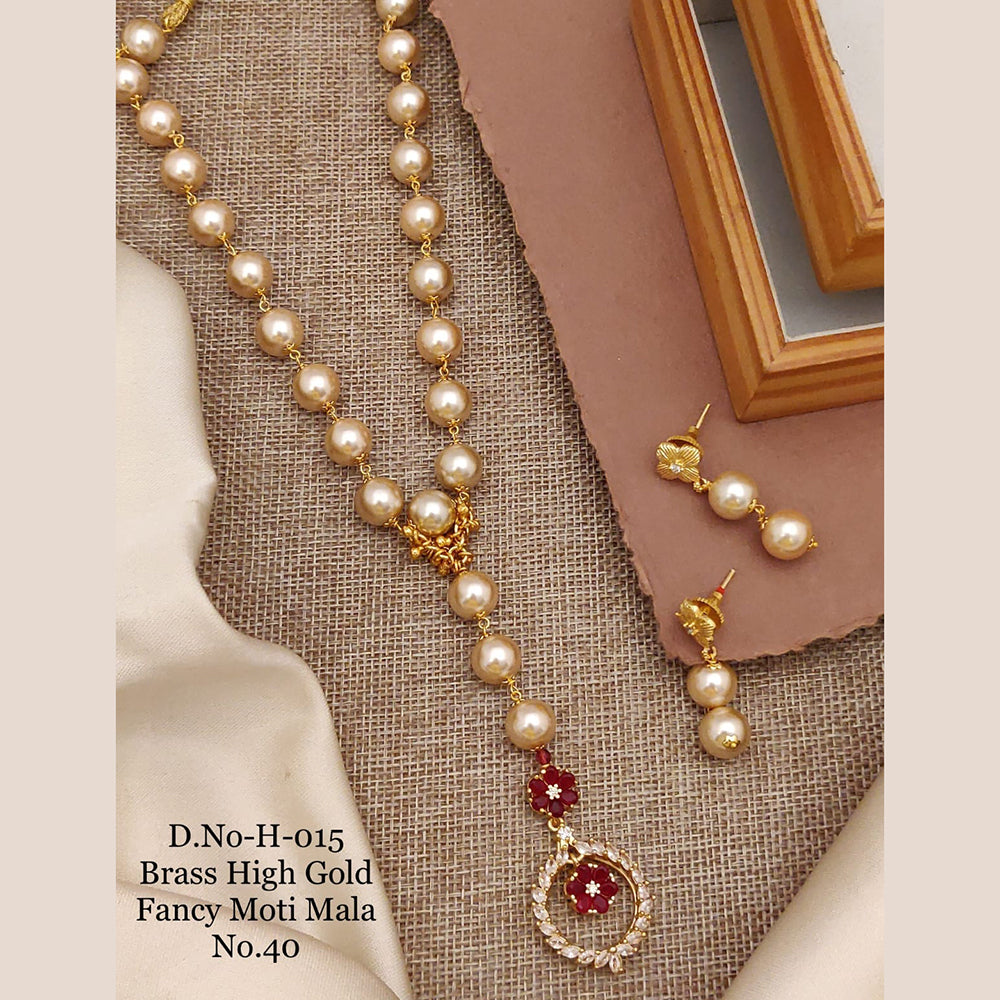 FS Collection Gold Plated Moti Mala Necklace Set