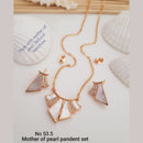 FS Collection Rose Gold Plated Mother Of Pearl Gemstone Pendant Set