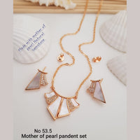 FS Collection Rose Gold Plated Mother Of Pearl Gemstone Pendant Set
