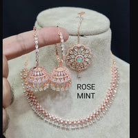 FS Collection AD Stone Gold Plated Choker Necklace Set