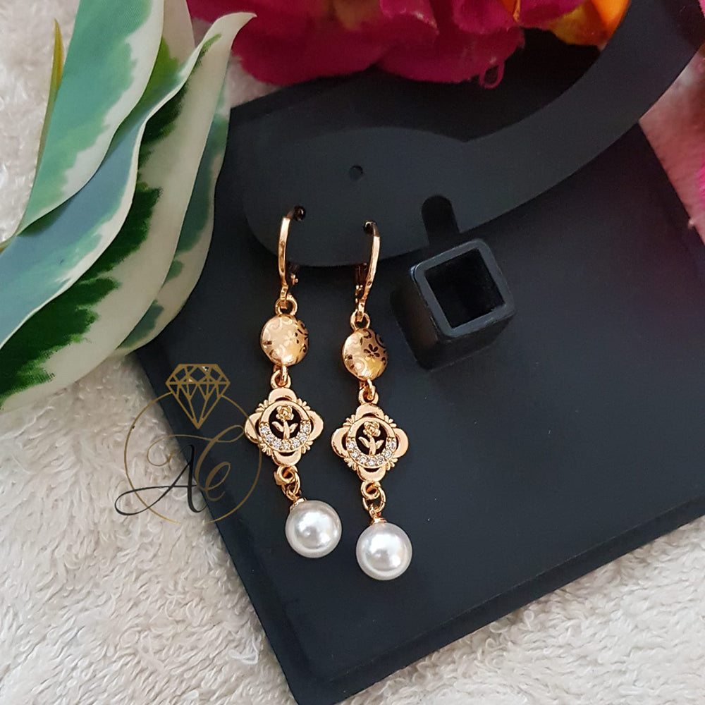 FS Collection Rose Gold Plated Ad Stone Dangler Earrings