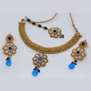 FS Collection Crystal Stone Gold Plated Choker Necklace Set