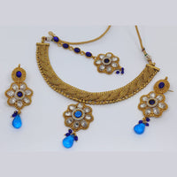 FS Collection Crystal Stone Gold Plated Choker Necklace Set