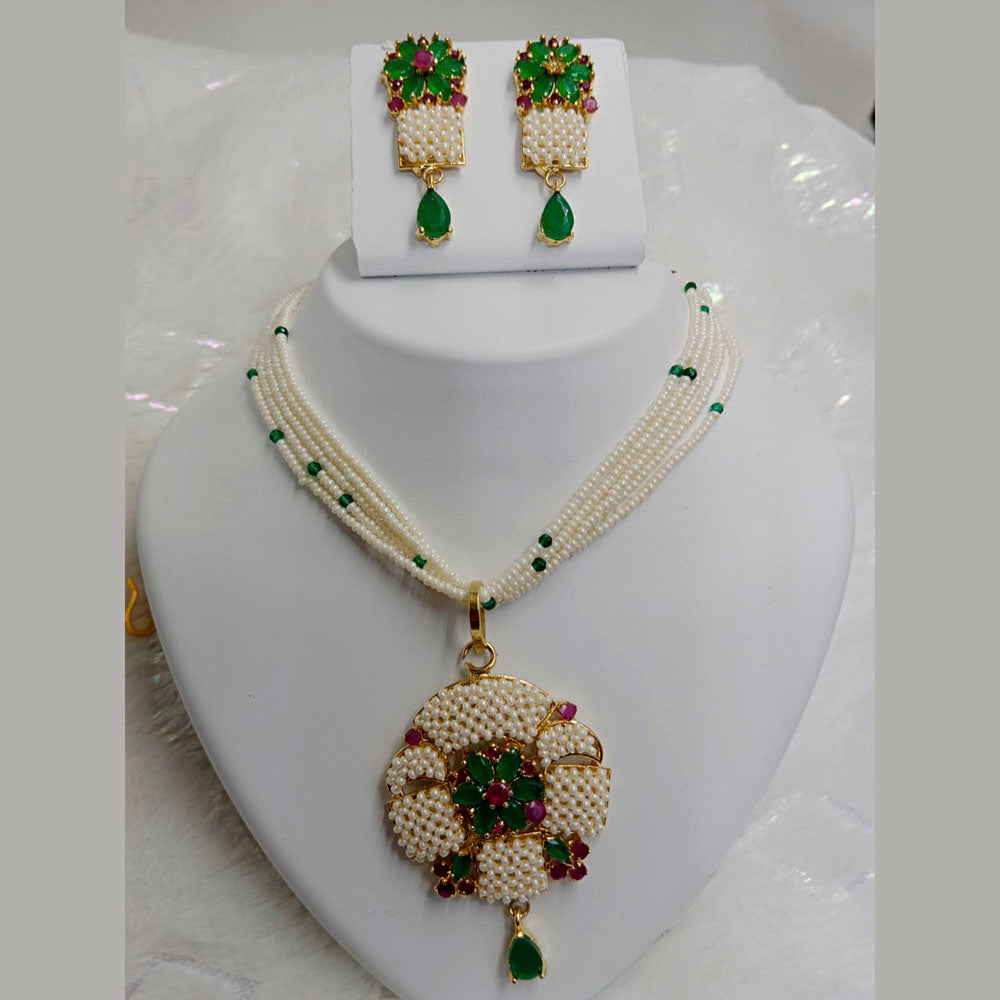FS Collection Ad Stone Gold Plated Necklace Set