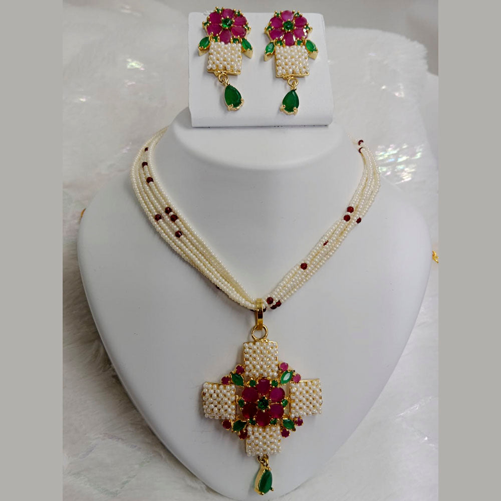 FS Collection Ad Stone Gold Plated Necklace Set