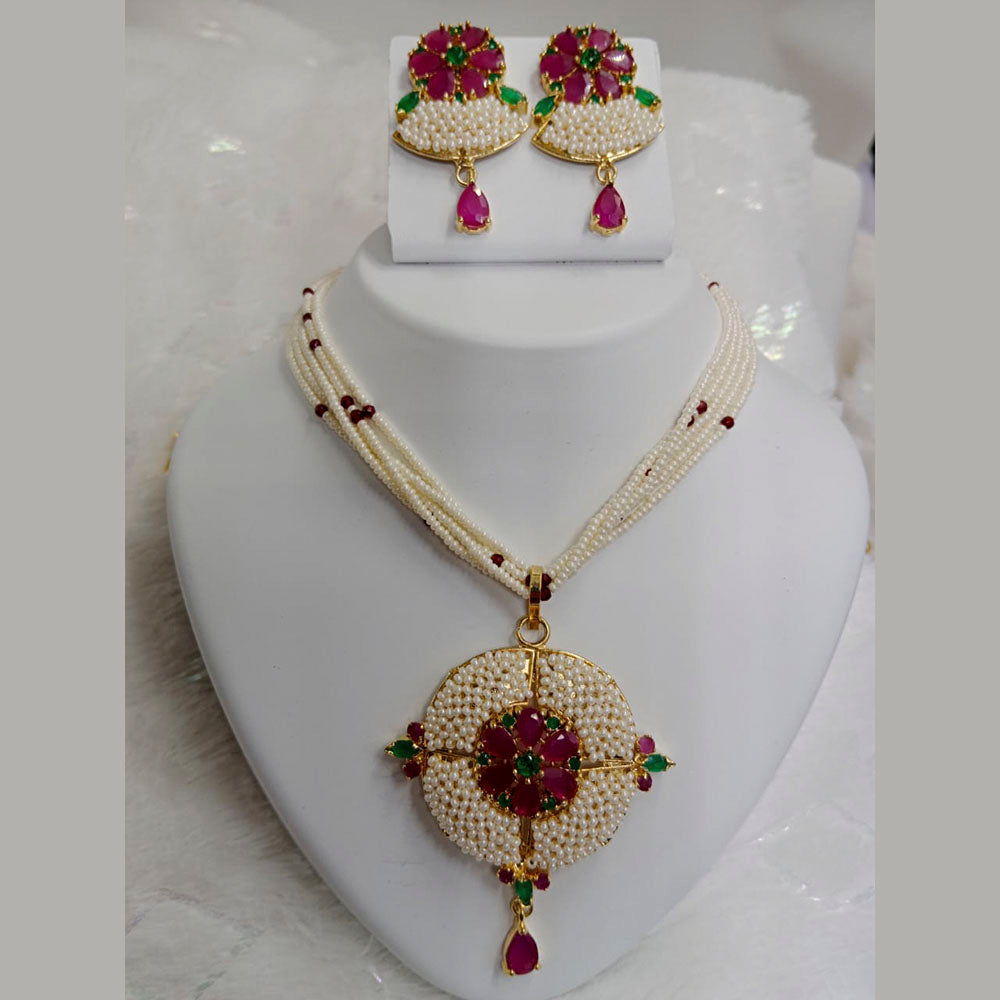 FS Collection Ad Stone Gold Plated Necklace Set