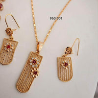 FS Collection Rose Gold Plated AD Stone Pendant Set
