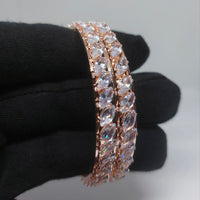 FS Collection Gold Plated Ad Stone Bangles Set