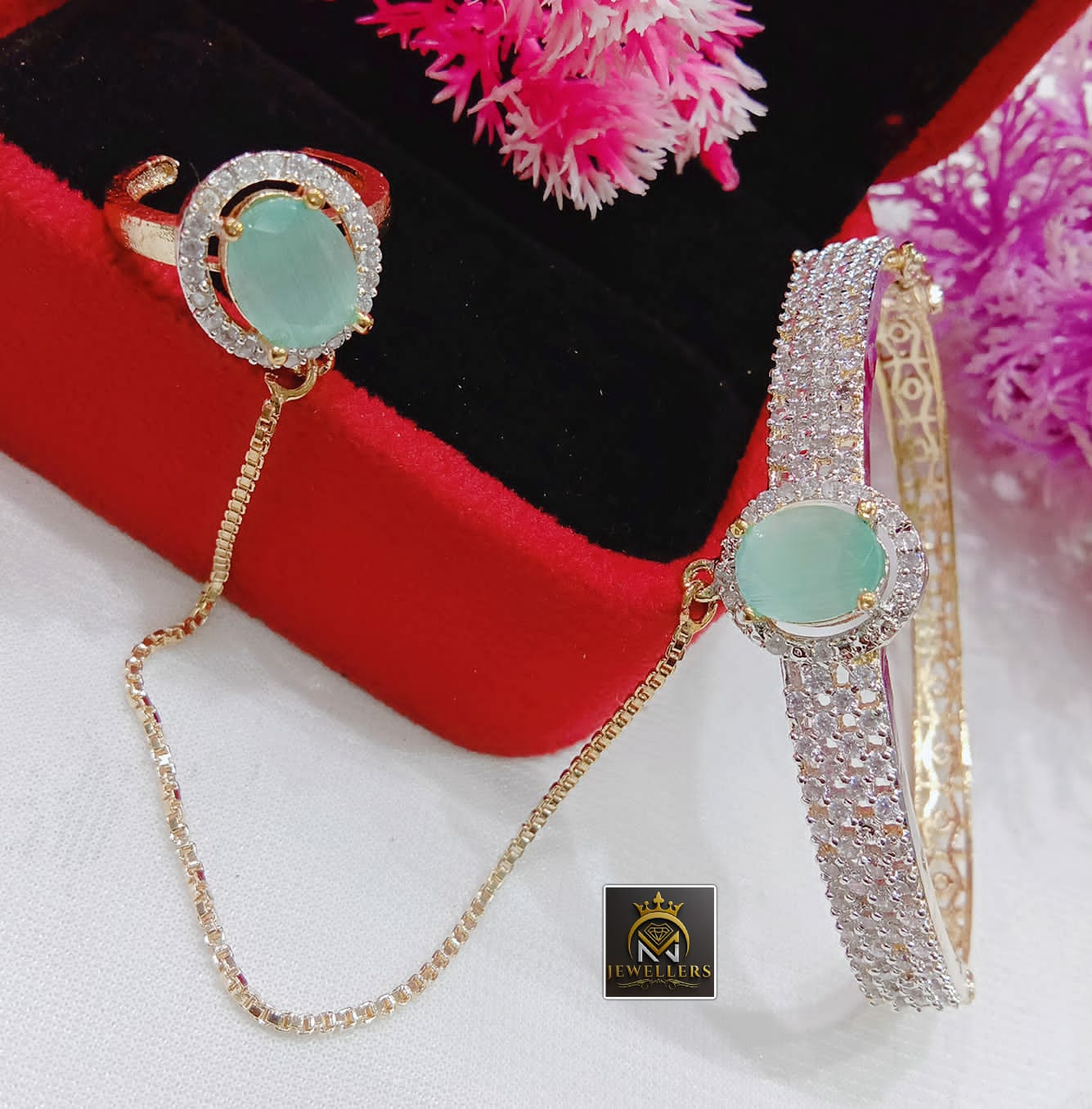 FS Collection  AD Stone Chain Hand Panja