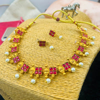 FS Collection Crystal Stone Gold Plated Choker Necklace Set