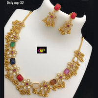 FS Collection Kundan Stone Gold Plated Choker Necklace Set