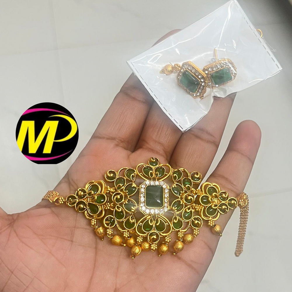 FS Collection Pota Stone Gold Plated Choker Necklace Set