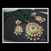 FS Collection Pota Stone Gold Plated Choker Necklace Set