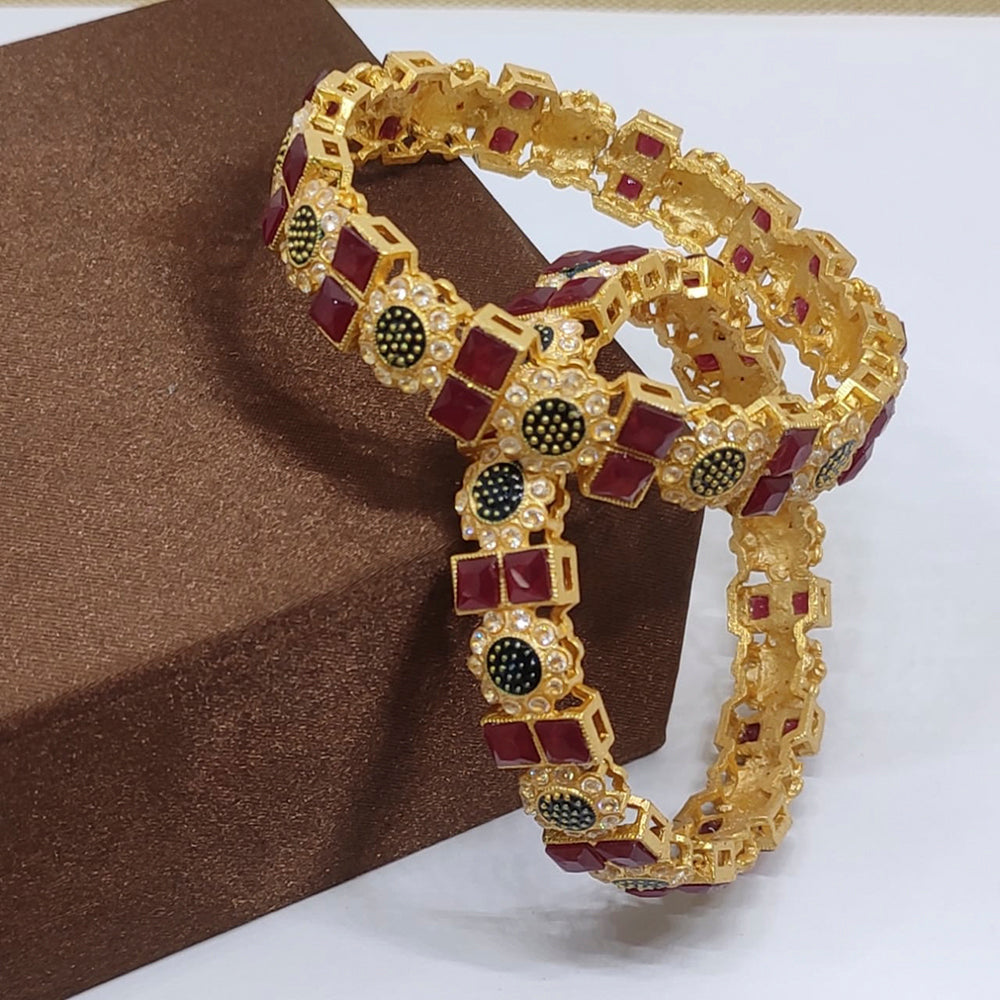 FS Collection Gold Plated Crystal Stone Bangles