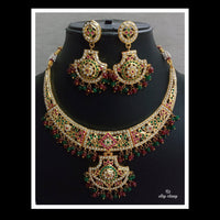 FS Collection Gold Plated Jadau Choker Necklace Set