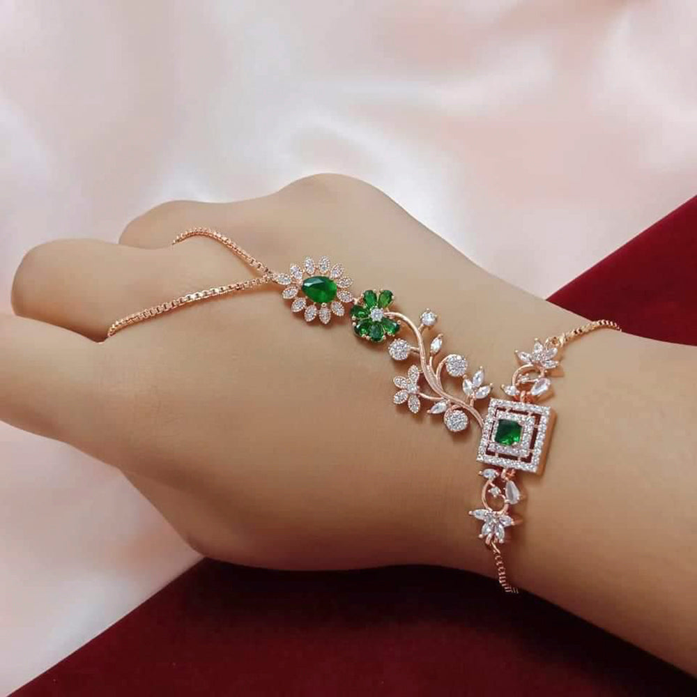 FS Collection Rose Gold Plated AD Stone Hand Harness
