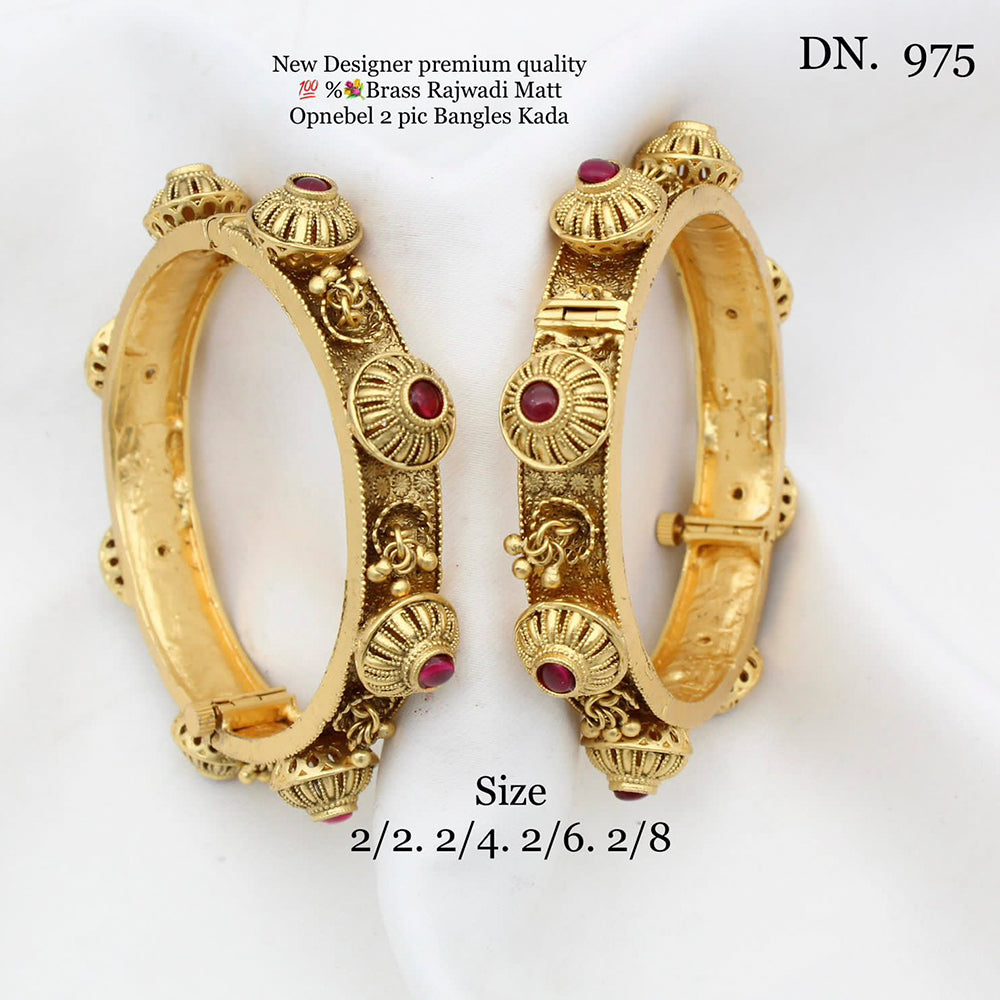 FS Collection Gold Plated Pota Stone Openable Bangle Kada