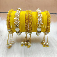 FS Collection Gold Plated Velvet Bangles Set