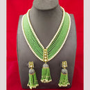 FS Collection Gold Plated Pearl Long Necklace Set