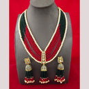 FS Collection Gold Plated Pearl Long Necklace Set