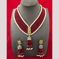 FS Collection Gold Plated Pearl Long Necklace Set
