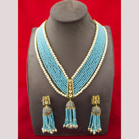 FS Collection Gold Plated Pearl Long Necklace Set