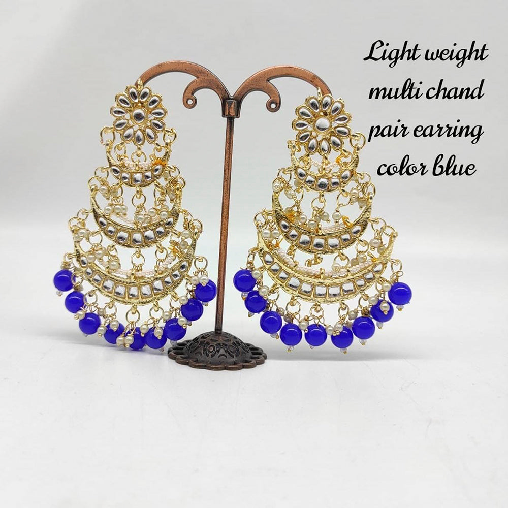 FS Collection Gold Plated Kundan Stone & Baeds Dangler Earrings