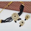 FS Collection Gold Plated Kundan Stone & Beads Choker Necklace Set