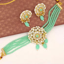 FS Collection Gold Plated Kundan Stone & Beads Choker Necklace Set