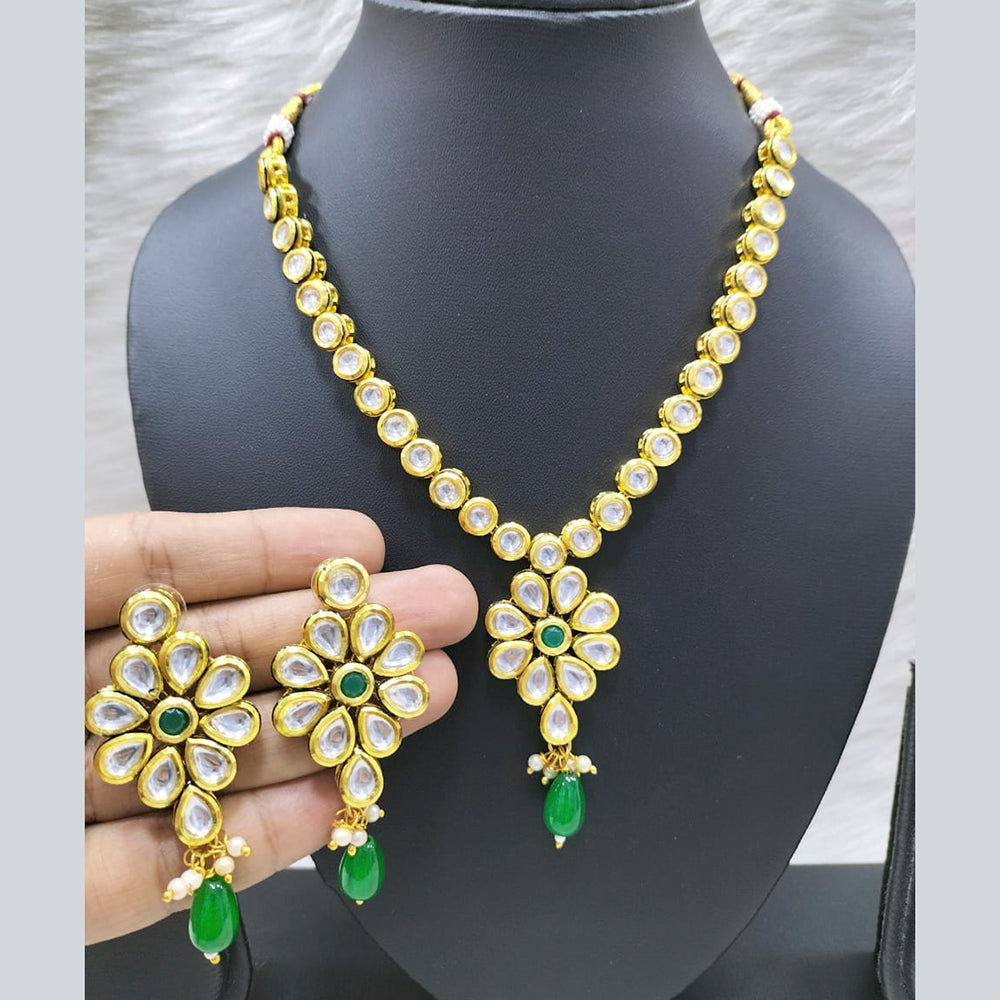 FS Collection Gold Plated Kundan Stone Long Necklace Set