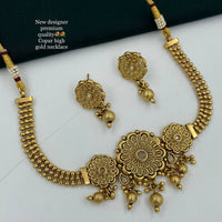 FS Collection Gold Plated Pota Stone Choker Necklace Set