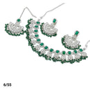 FS Collection Silver Plated Kundan & Crystal Stone Choker Necklace Set