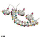 FS Collection Silver Plated Kundan & Crystal Stone Choker Necklace Set