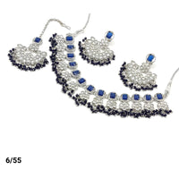 FS Collection Silver Plated Kundan & Crystal Stone Choker Necklace Set