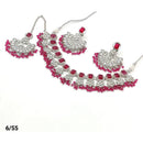 FS Collection Silver Plated Kundan & Crystal Stone Choker Necklace Set