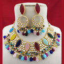 FS Collection Gold Plated Kundan Stone & Beads Choker Necklace Set