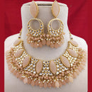 FS Collection Gold Plated Kundan Stone & Beads Choker Necklace Set
