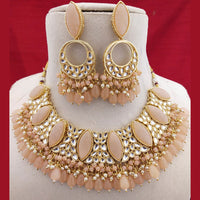 FS Collection Gold Plated Kundan Stone & Beads Choker Necklace Set