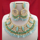 FS Collection Gold Plated Kundan Stone & Beads Choker Necklace Set