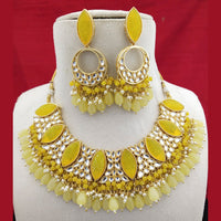 FS Collection Gold Plated Kundan Stone & Beads Choker Necklace Set