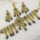 FS Collection Gold Plated Kundan & Crystal Stone Choker Necklace Set